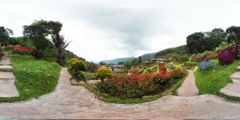 Flower Garden at the Hmong Village of Doi Pui May 2015 Panorama Panorama Preview