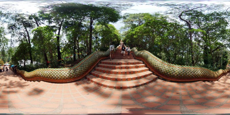Wat Prathat Doi Suthep Stairs Up May 2015 Panorama Preview