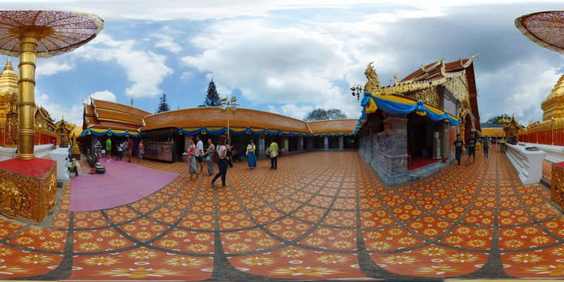 Wat Prathat Doi Suthep Chedi South-Western Corner May 2015 Panorama Preview