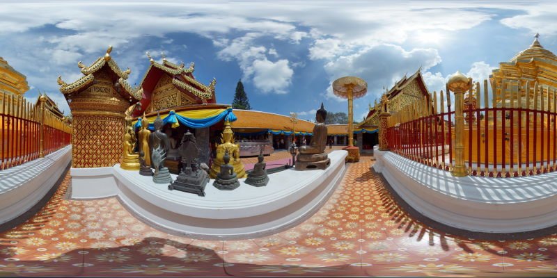 Wat Prathat Doi Suthep Chedi in Sunny Weather Panorama 2015 Panorama Preview